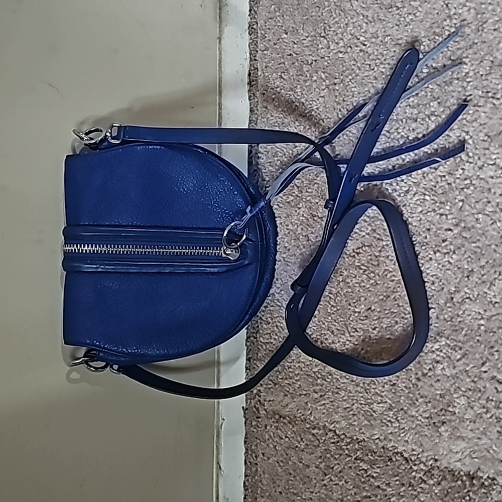 Women's Rebecca Minkoff Blue Leather Crossbody Handbag With Adjustable Strap